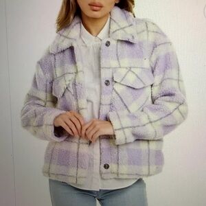 Plaid Purple and Cream Women's Jacket